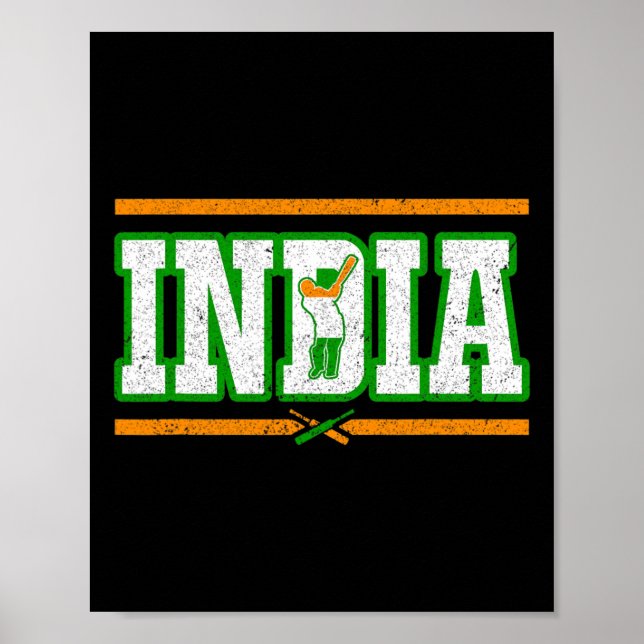 Affiche Tee Shirt de cricket d'Inde Équipe nationale de cr (Devant)