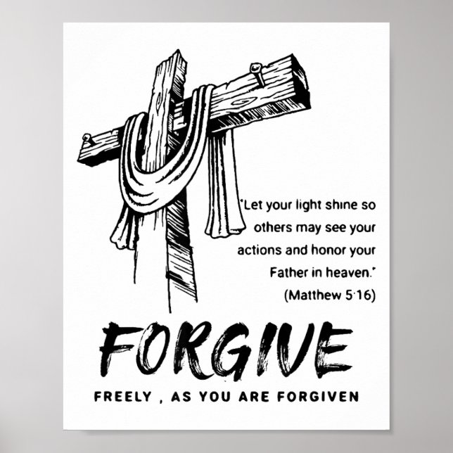 Affiche Tee-shirt de foi chrétienne croix pardonne  (Devant)