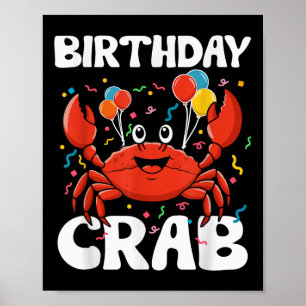 Affiche Tee-shirt fête de l'anniversaire du crabe Amoureux