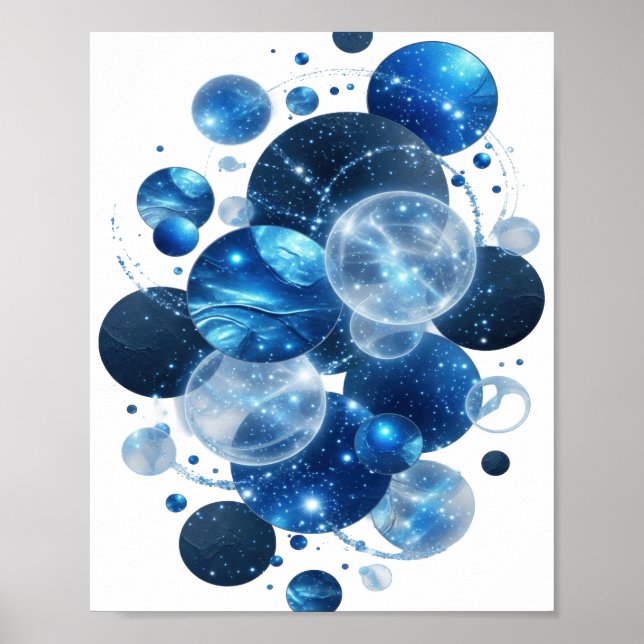 Affiche Tee-shirt graphique Chic Silver BLUE STARS (Devant)
