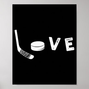 Affiche Tee-shirt J'aime le hockey sur glace, cadeau de la