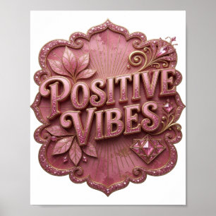 Affiche Tee-shirt POSITIVITÉ frappant en or
