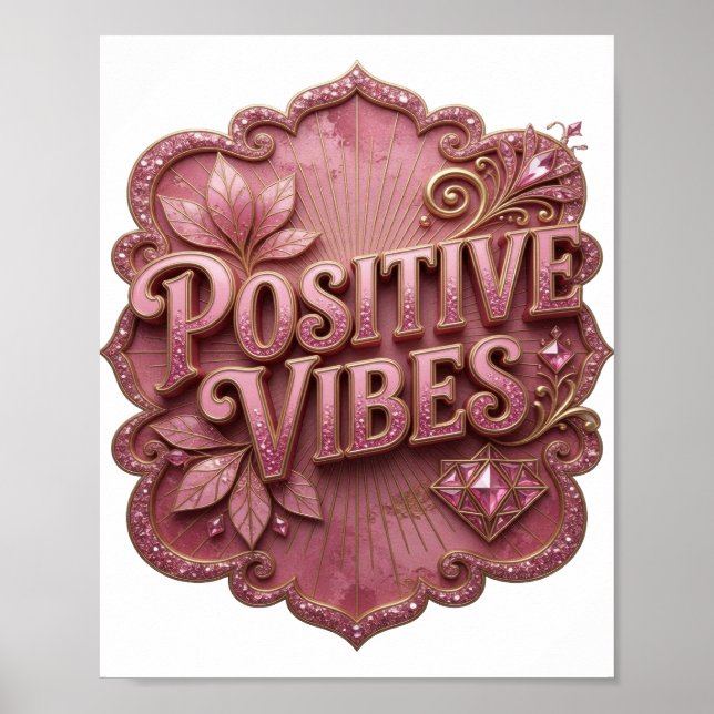 Affiche Tee-shirt POSITIVITÉ frappant en or (Devant)