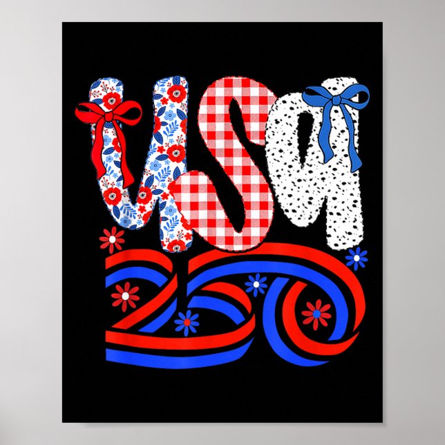 Affiche Tee-shirt rétro américain Coquette Bow 250 drapeau (Devant)