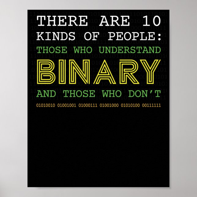 Affiche Tee - shirts de Geek de code binaire nerd (Devant)