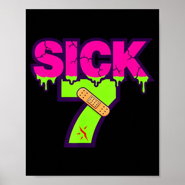 Affiche Tee Sick Seven Mème Six Sept Blague Drôle Drip  (Devant)