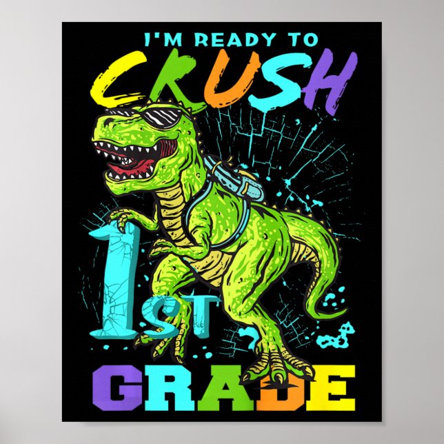 Affiche Tee T-rex amusant pour enfants de première année  (Devant)