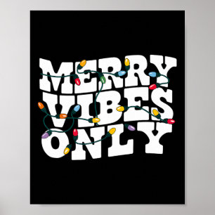 Affiche Tee vintage ondulé lumières de Noël vibes joyeuses