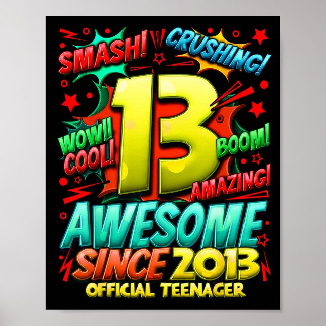 Affiche Teenager 13 Year Old Boys 13th Birthday Boy  (Devant)