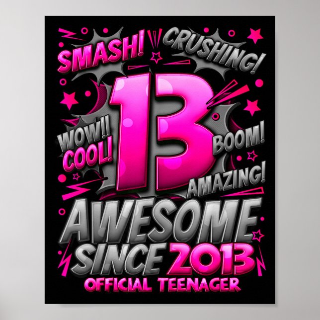 Affiche Teenager 13 Year Old Boys 13th Birthday Boy  (Devant)