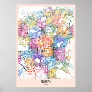 Affiche Téhéran Iran City Carte