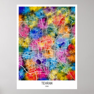 Affiche Téhéran Iran City Carte