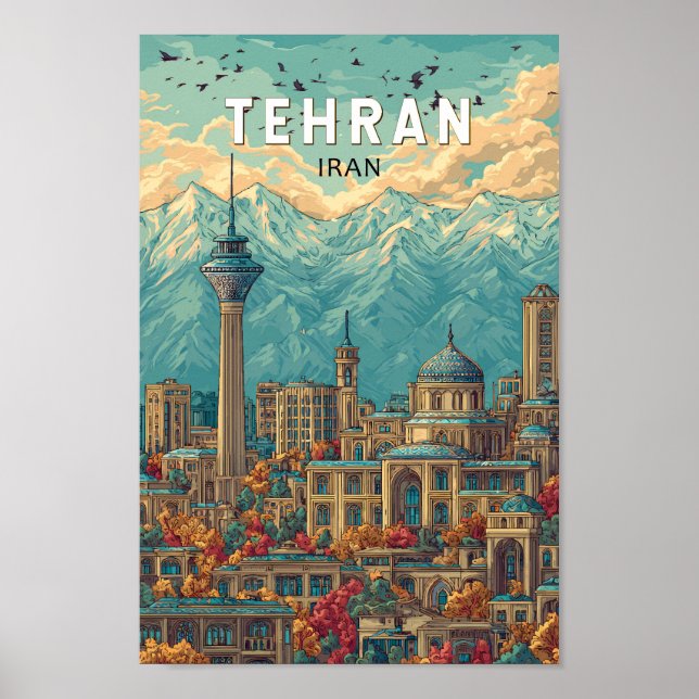 Affiche Téhéran Iran Illustration Voyage Art Vintage (Devant)