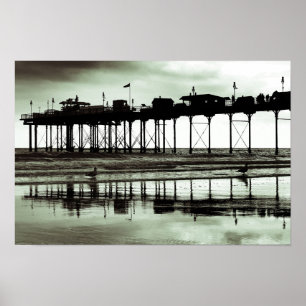 Affiche Teignmouth Pier Et Plage Devon Angleterre UK