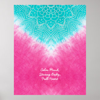 Affiche Teinture à carreaux rose et bleu avec Mandala Sway