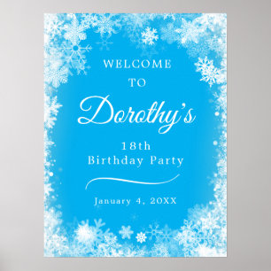 Affiche Téléchargeable 18th Birthday Snowflake Blue Welcom