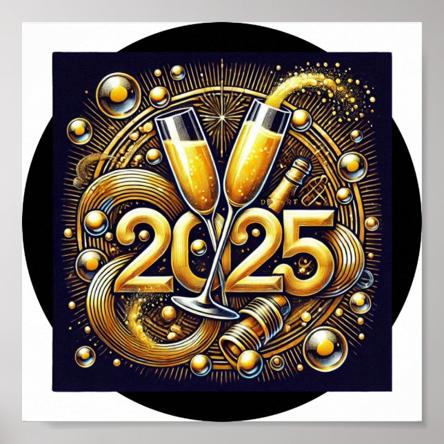 Affiche Téléchargement numérique Happy 2025 - Parfait pour (Devant)