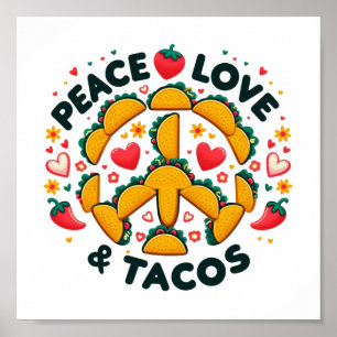Affiche Téléchargement numérique Peace, Love et Tacos - Pa