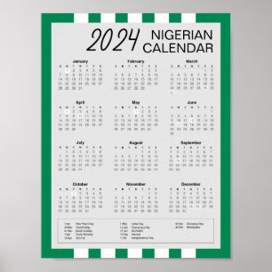 Affiche Télécharger Calendrier nigérian 2024 $5.95 PDF