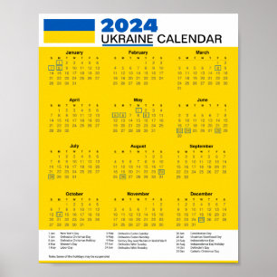Affiche Télécharger Calendrier Ukraine 2024 $5.95 PDF ou