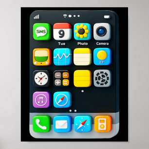 Affiche Téléphone cellulaire Écran Smartphone Mobile App H