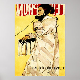 Affiche TÉLÉPHONE Hier TÉLÉPHONE Hans Falk Vieux Suisse