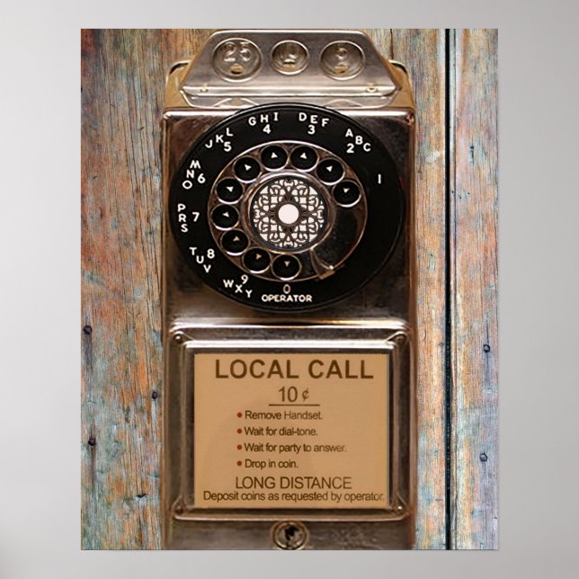 Affiche Téléphone public à cadran antique robuste (Devant)
