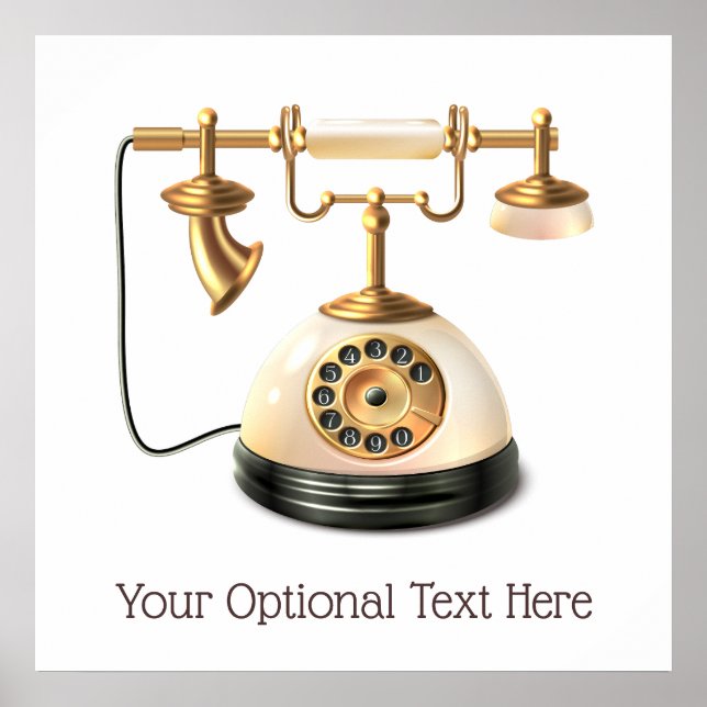 Affiche Téléphone rétro-texte personnalisé (Devant)