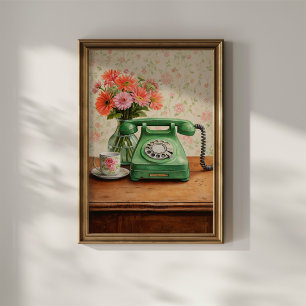 Affiche Téléphone vert vintage