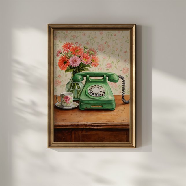 Affiche Téléphone vert vintage (Créateur téléchargé)