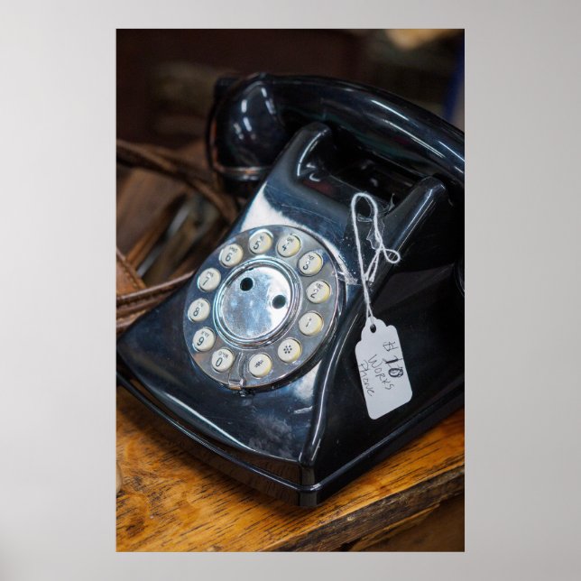 Affiche Téléphone vintage noir (Devant)
