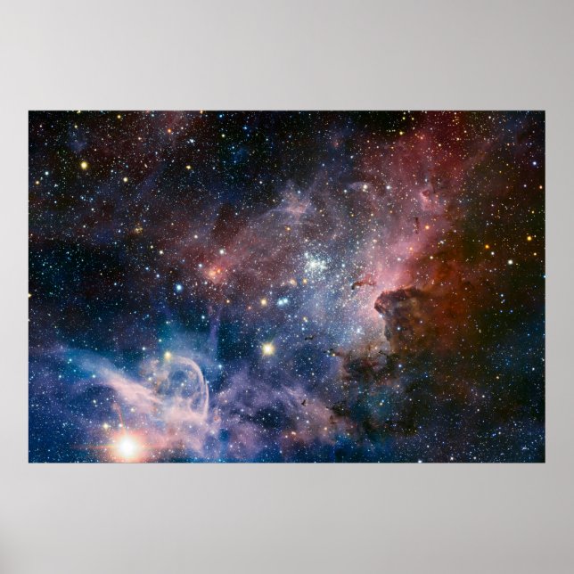 Affiche Télescope Nebula Hubble Carina Rouge et Bleu (Devant)