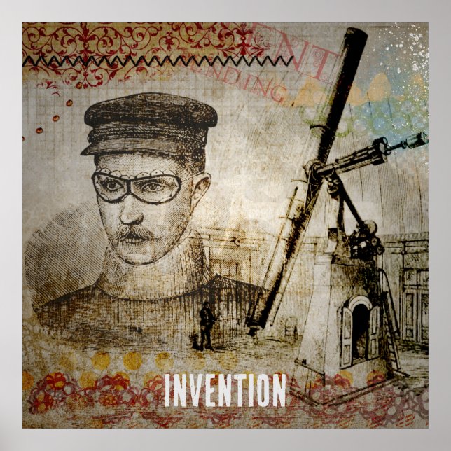 Affiche Télescope scientifique de l'inventeur Steampunk de (Devant)