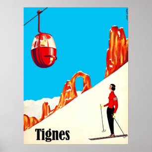 Affiche Télésiège à Tignes, France