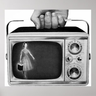 Affiche Télévision portable rétro des années 1950 milieu d