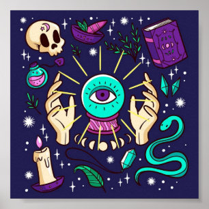 Affiche Teller Fortune Mystic Cristal Ball Purple