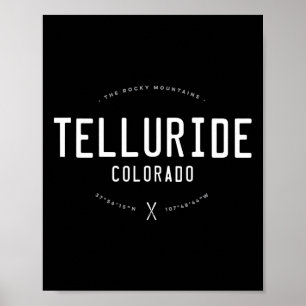 Affiche Telluride Colorado Graphisme Détresse Ski Vintage