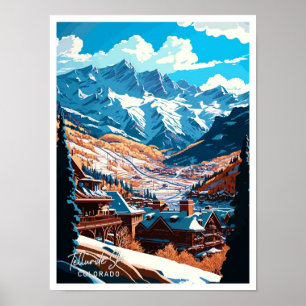 Affiche Telluride Ski Colorado Voyage illustration Vintage