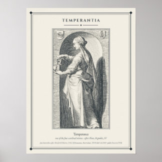 Affiche Temperantia Tempérance Vertu Cardinale Gravure