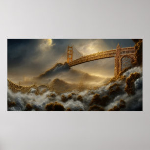 Affiche Tempête Abstraite du paysage le pont Golden Gate