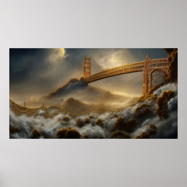 Affiche Tempête Abstraite du paysage le pont Golden Gate (Devant)