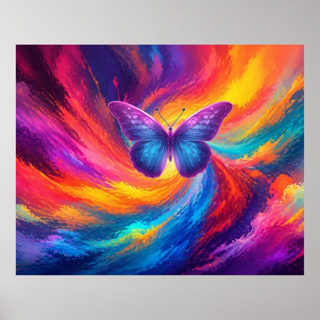 Affiche Tempête avant le papillon Arc-en-ciel de couleurs  (Devant)