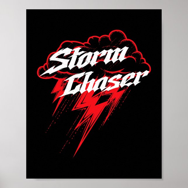 Affiche Tempête Chaser Thunderstorm Météorologue Météorolo (Devant)