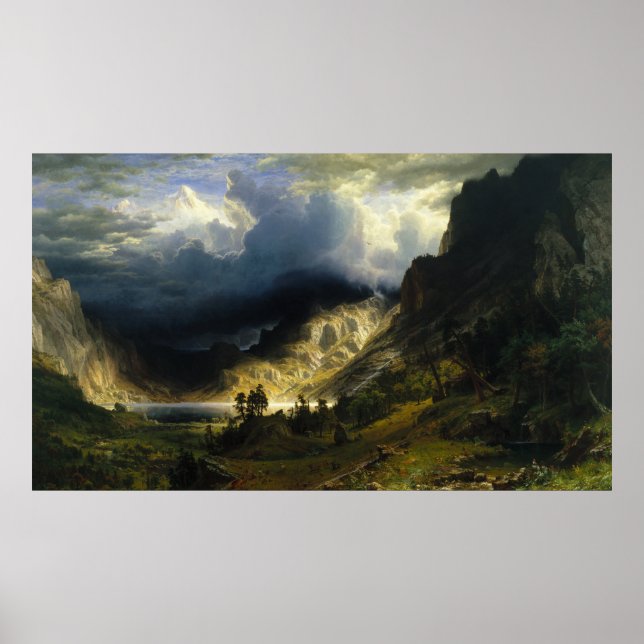 Affiche Tempête dans les montagnes Rocheuses, Bierstadt (Devant)