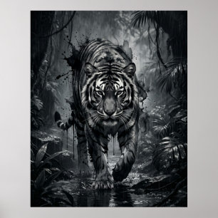 Affiche Tempête de la jungle du tigre d'encre