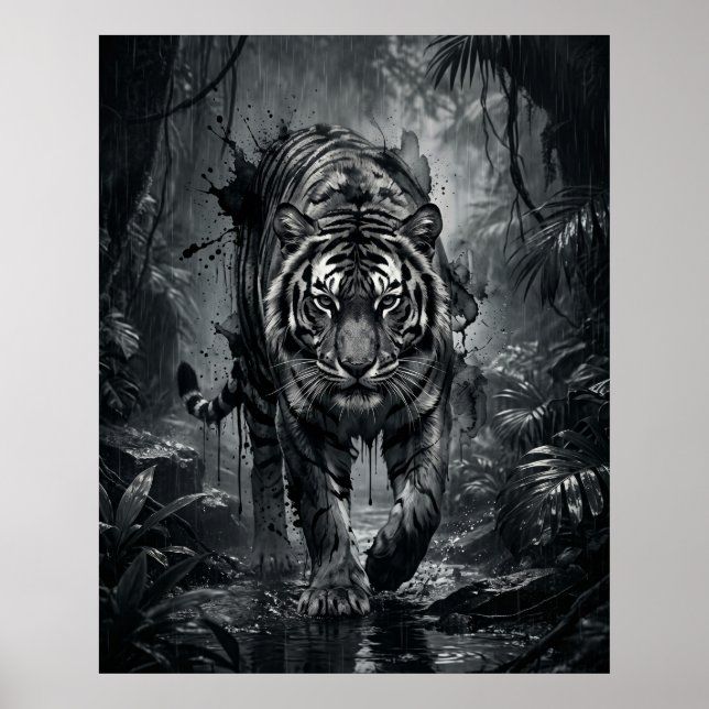 Affiche Tempête de la jungle du tigre d'encre (Devant)