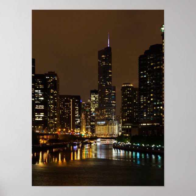 Affiche Tempête de nuit de Chicago River (Devant)