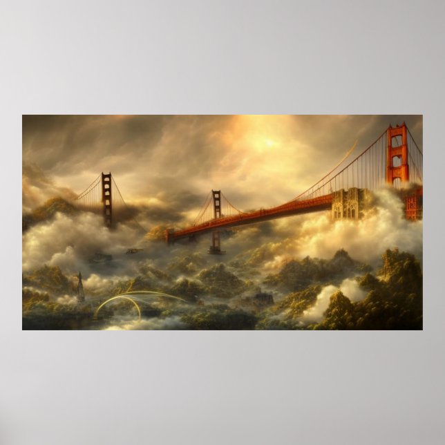 Affiche Tempête de paysage Abstraite Golden Gate Bridge (Devant)