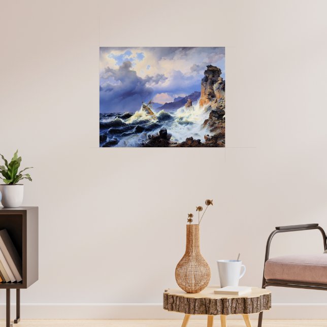 Affiche Tempête en mer au large de la côte norvégienne (Salon 3)