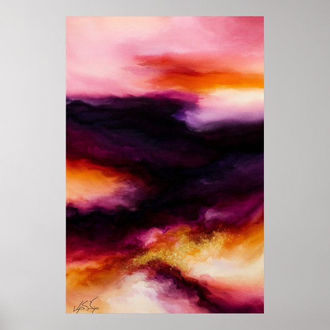 Affiche Tempête Prismatique Abstrait Feu (Devant)
